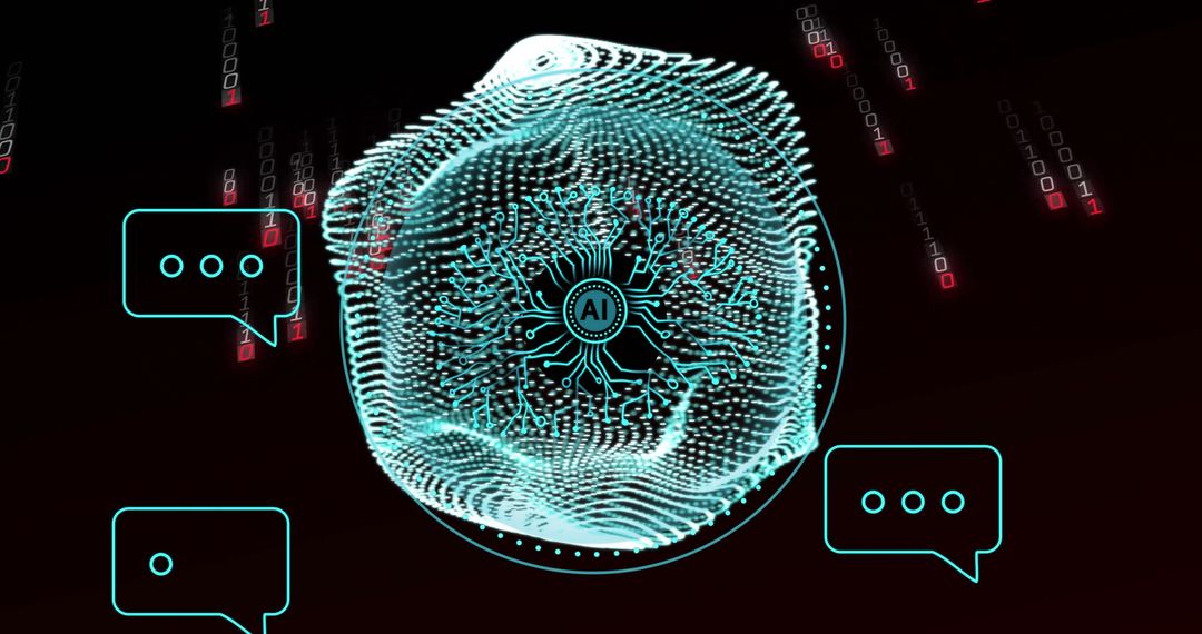 ai neural network concept with binary code and digital communication icons - Free Images, Stock Photos and Pictures on Pikwizard.com