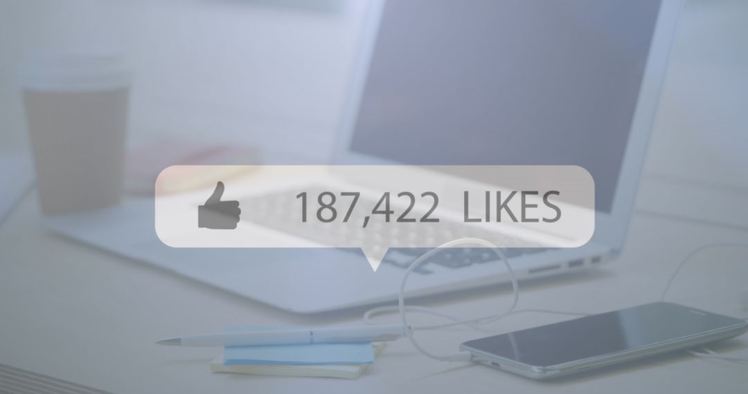 Digital Like Icon Over Devices: Social Media Engagement Concept