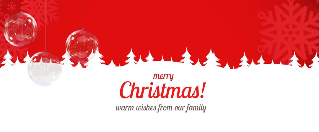 Festive Christmas Template with Red Background and Ornaments