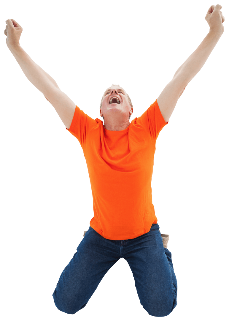 Mature Man Celebrating Success Transparent Background