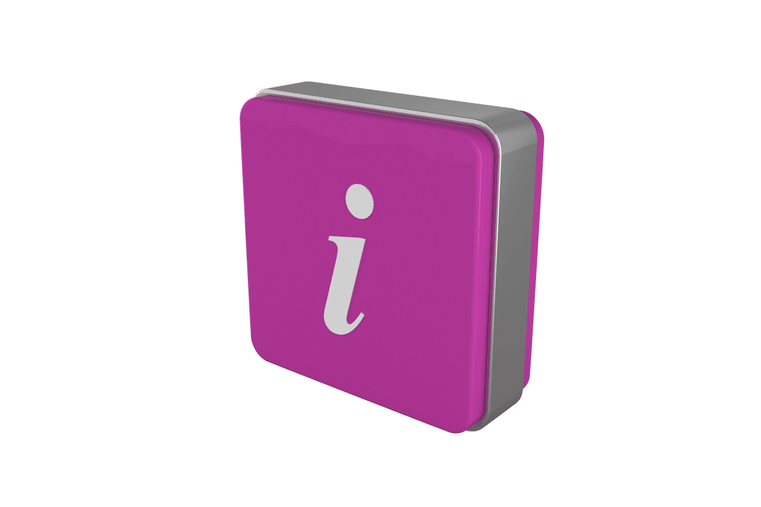 3D Purple Information Icon on Transparent Background