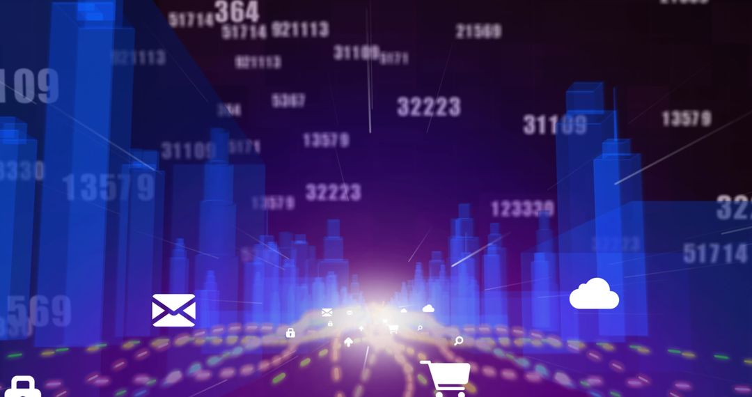 Futuristic Data Visualization with Network Technology Icons