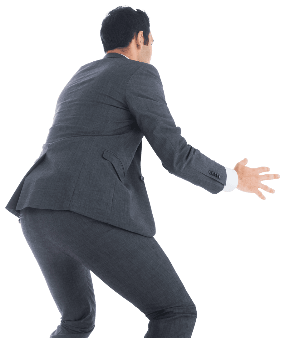 Back View of Biracial Businessman Holding Pose on Transparent Background - Download Free Stock Images Pikwizard.com