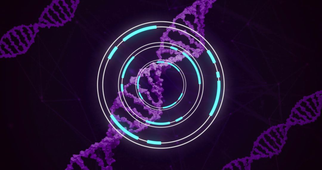 Digital Interface Overlay on DNA Strand Representing Genetic Analysis