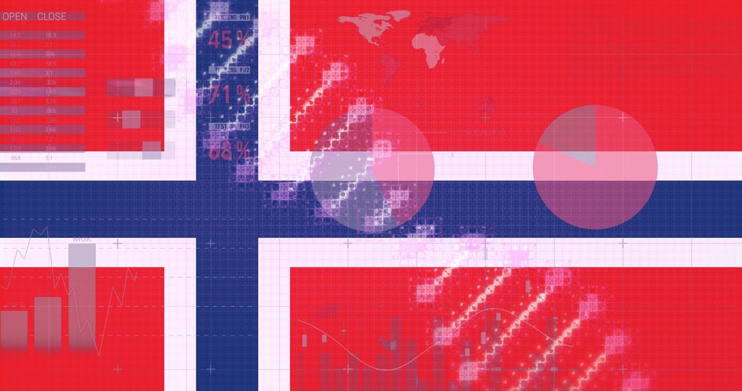 Norwegian Flag with Abstract Data Processing Elements