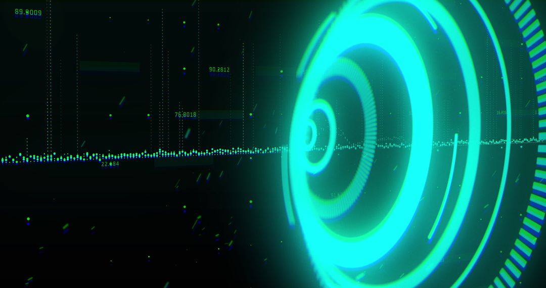 Futuristic Digital Interface with Neon Circles