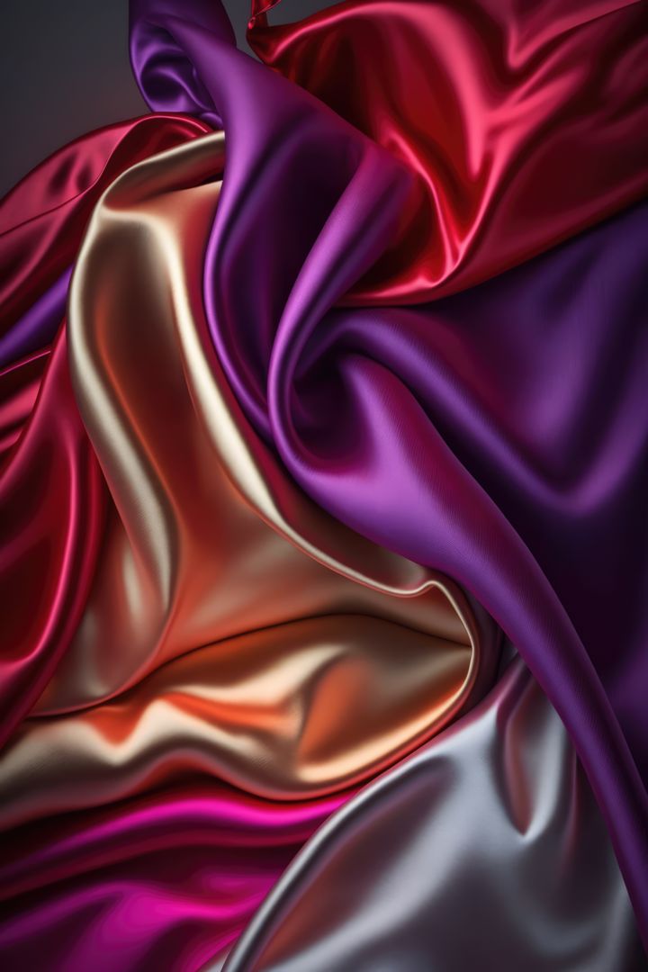 Colourful silk shiny and crumpled fabric textures, created using generative ai technology - Free Images, Stock Photos and Pictures on Pikwizard.com