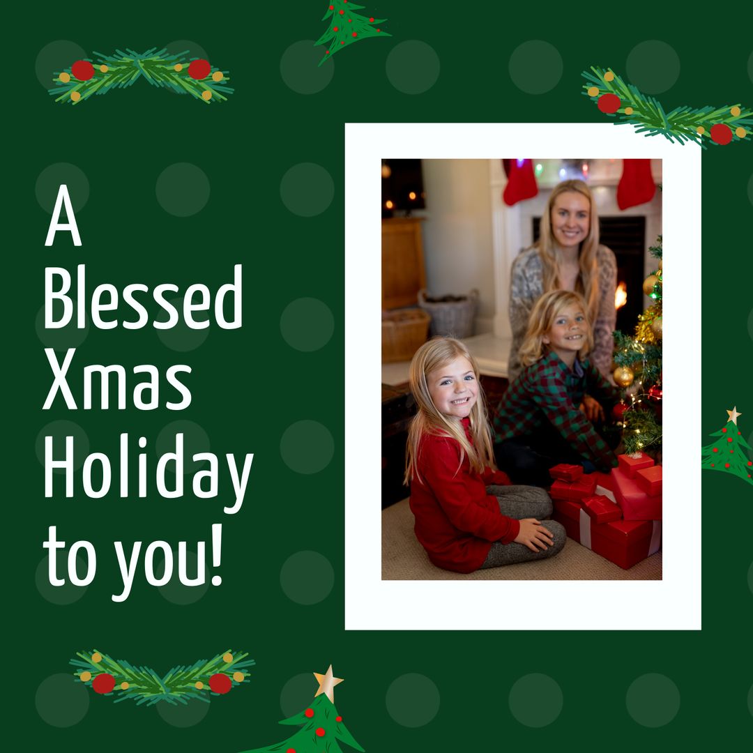 Christmas Greetings with Family and Festive Setting