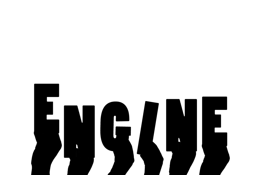 Hands Displaying Creative Engine Text on Transparent Background