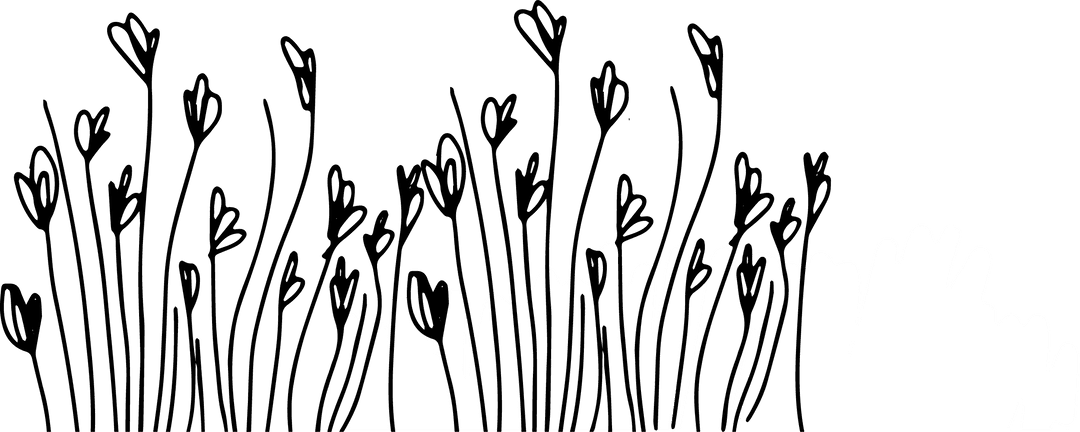 Abstract Doodle with Heart Stems on Transparent Background