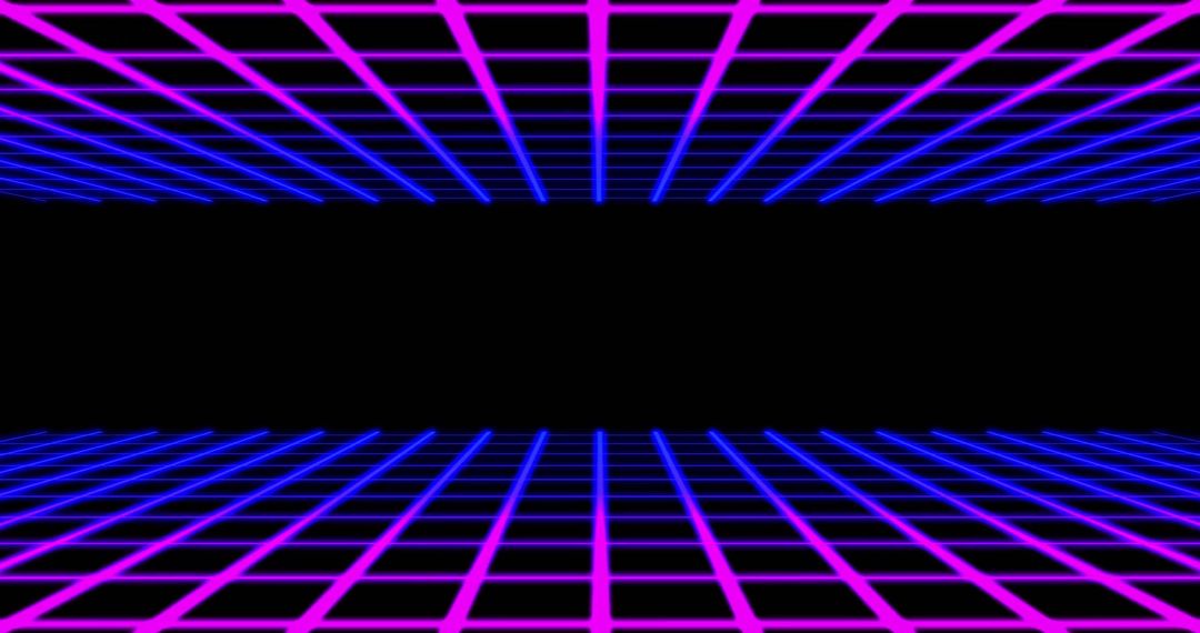 Futuristic Neon Grid with Black Center Space Background