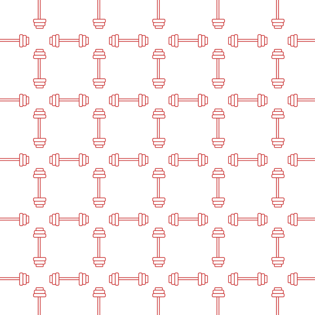Red Dumbbells Pattern on Transparent Background for Fitness Design