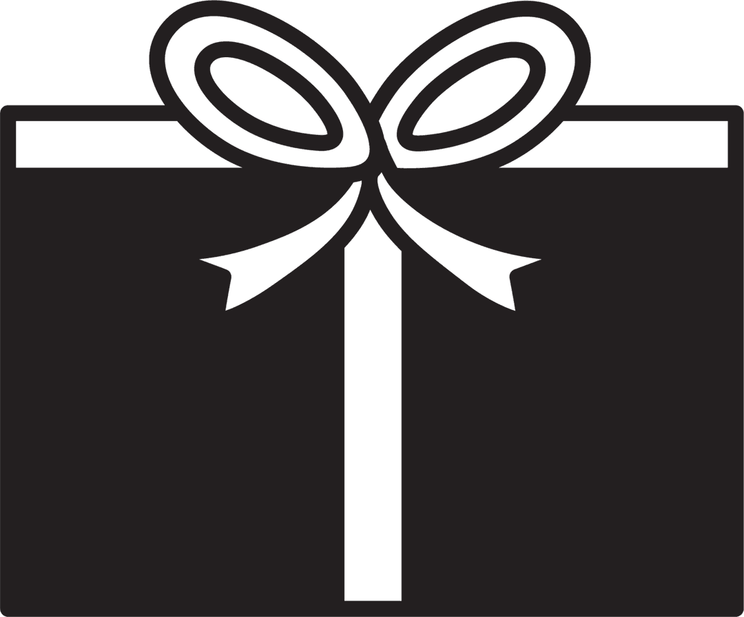 Black Gift Box with Ribbon on Transparent Background