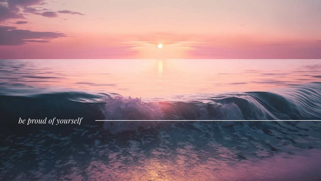 Calming Sunset Over Ocean Waves with Inspirational Text Overlay - Download Free Stock Templates Pikwizard.com