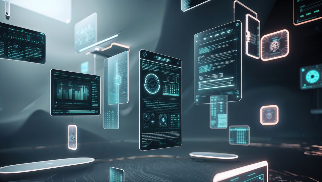 Holographic Displays with Data in Futuristic Control Room