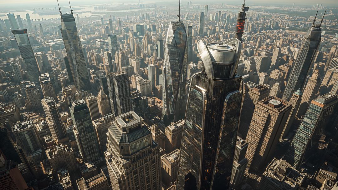 Futuristic Skyscraper Overlooking Modern Metropolis