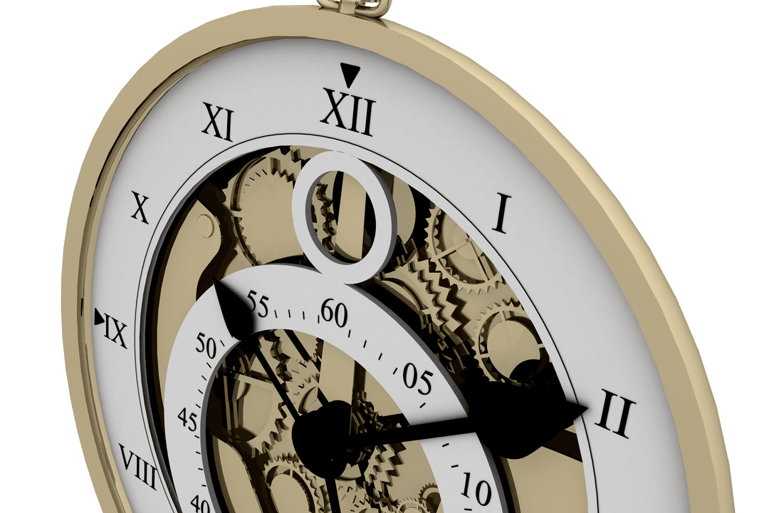 Transparent Vintage Pocket Watch with Exposed Gears