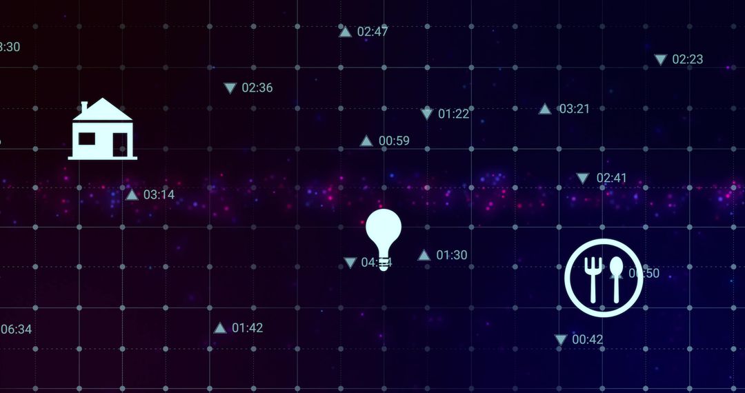 Futuristic Digital Interface with Lightbulb and Icons