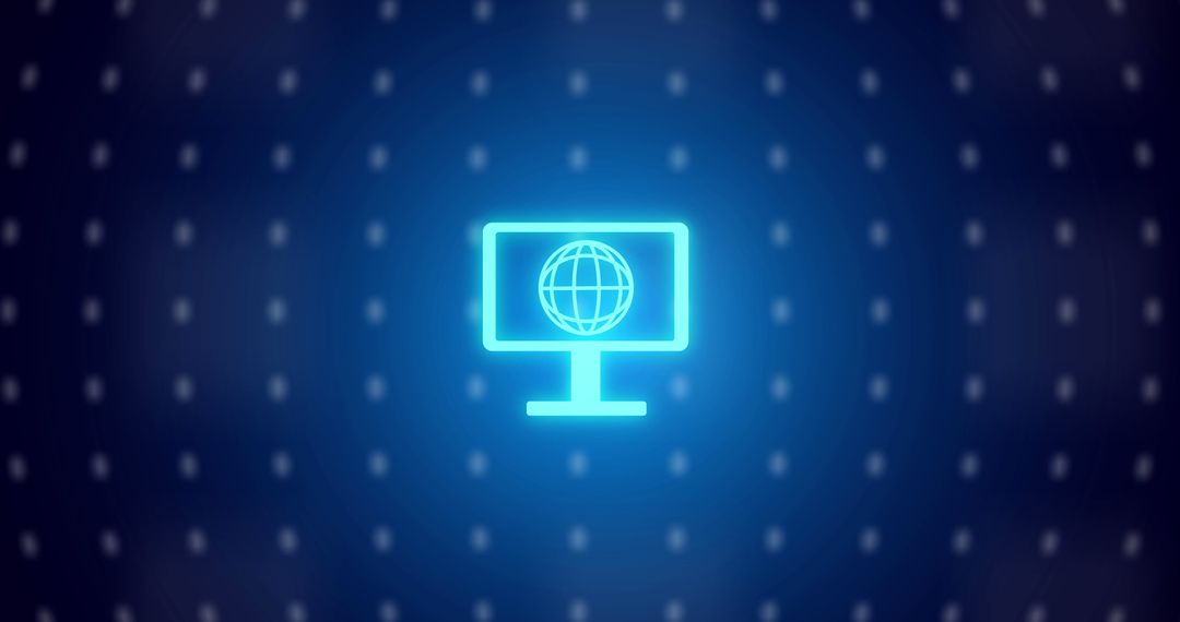 Glowing Digital Interface with Computer and Globe Icon