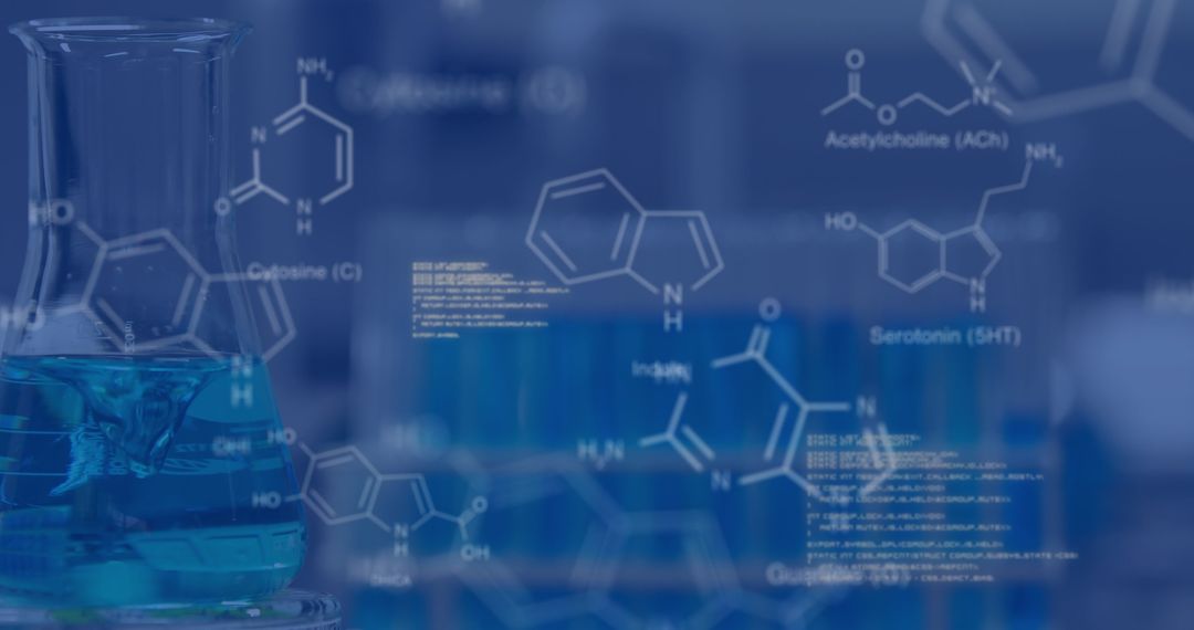 Chemistry Lab with Digital Interface of Chemical Formulas