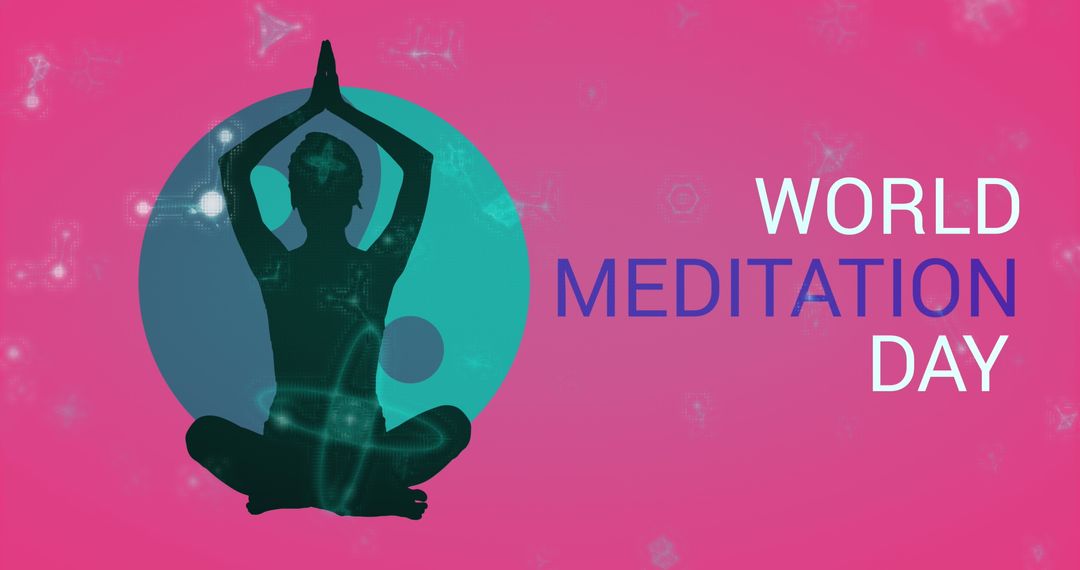 World Meditation Day Awareness Concept with Yoga Pose Silhouette