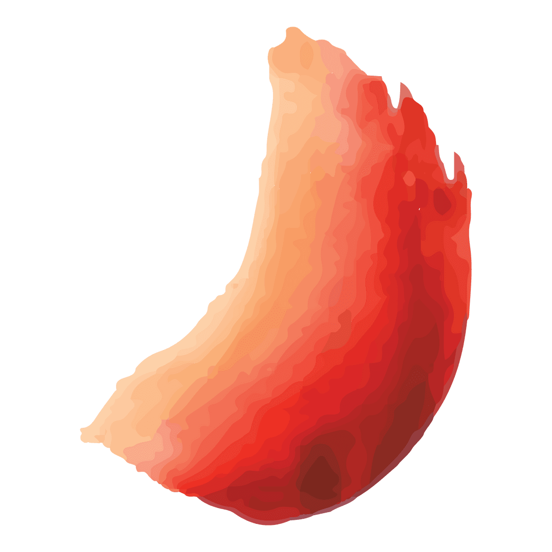 Abstract watercolor crescent shape on transparent background