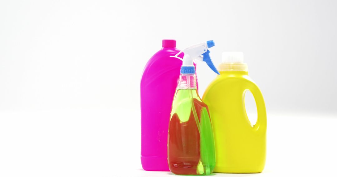 Colorful Household Cleaning Products on White Background - Free Images, Stock Photos and Pictures on Pikwizard.com