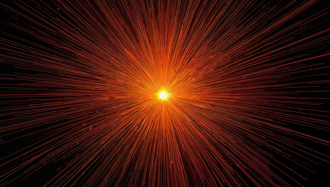 Vibrant Orange Burst of Energy Radiating in Dark Void