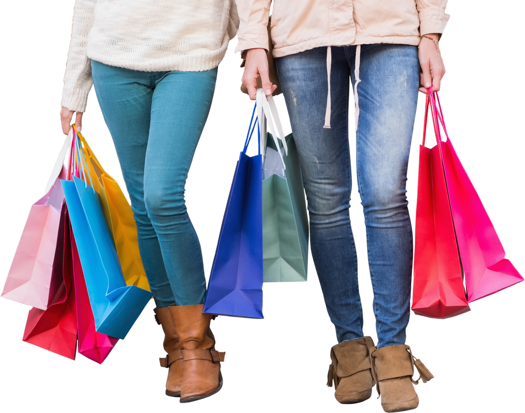 Two Happy Shoppers Holding Colorful Shopping Bags in Mall - Download Free Stock Images Pikwizard.com