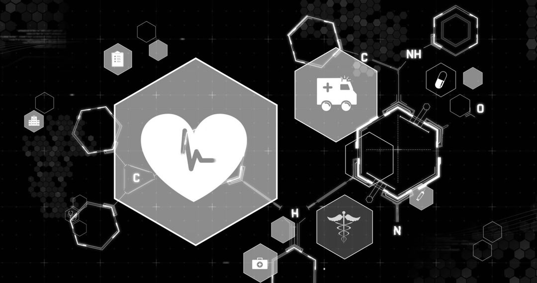 Futuristic Medical Technology Network with Molecular Structures
