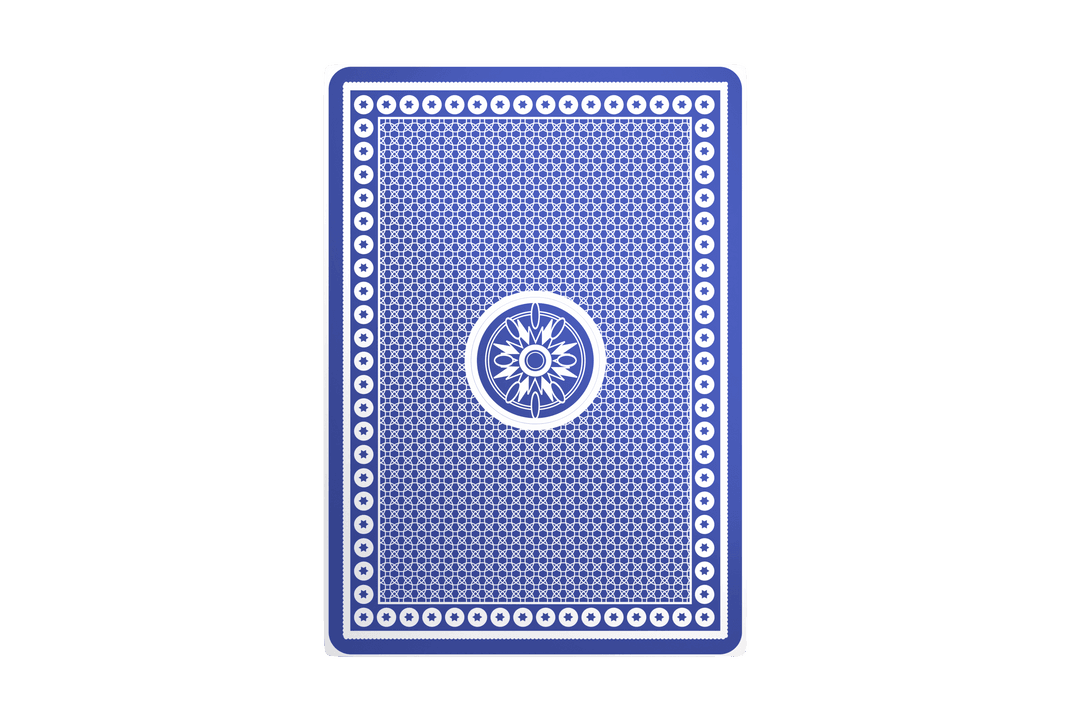 Blue Playing Card With Intricate Geometric Design on Transparent Background