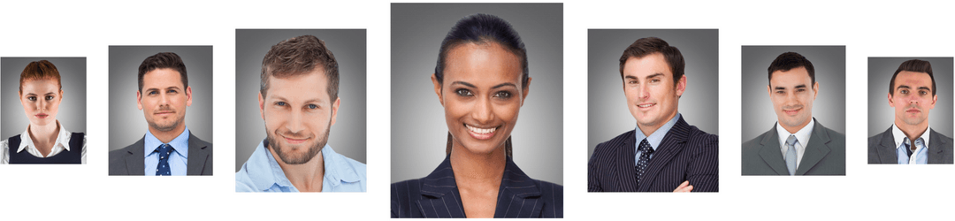 Transparent Collage Smiling Portraits of Multiethnic Individuals