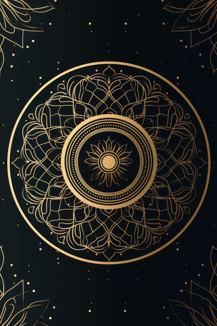 Gold mandala design on black background, created using generative ai technology - Free Images, Stock Photos and Pictures on Pikwizard.com