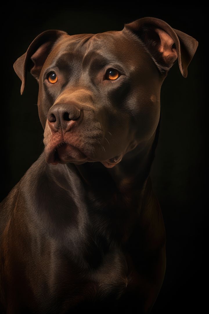 Regal Brown Pitbull Portrait Against Dark Background - Free Images, Stock Photos and Pictures on Pikwizard.com