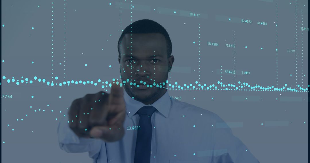 Businessman Interacting with Digital Financial Data Interface