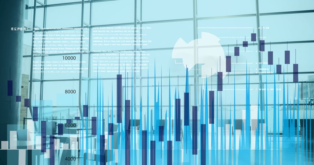 Digital Graphs Overlaid on Modern Office Building Scene