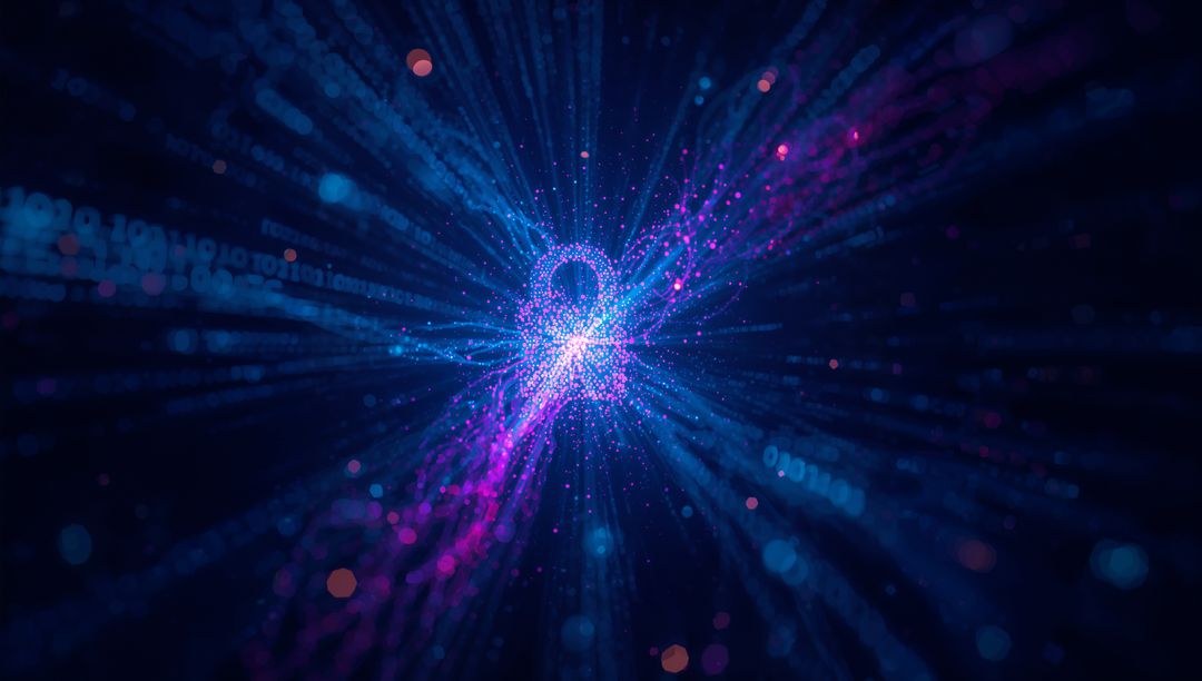 Futuristic Digital Keyhole in Data Stream Art Visualization