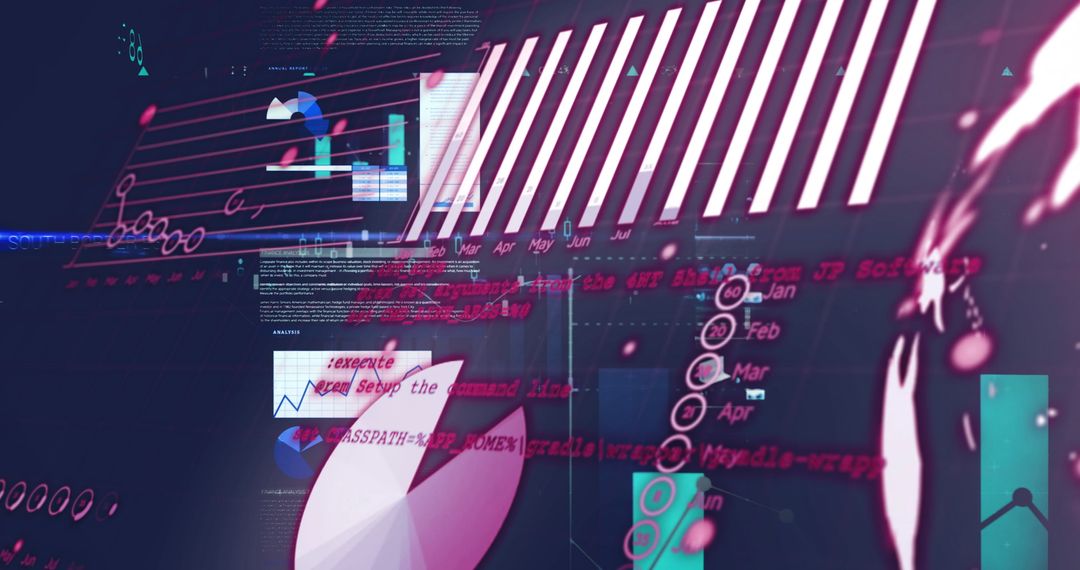 Futuristic Dashboard with Neon Code Overlay in Digital Analytics