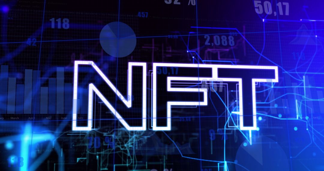 NFT Concept in Digital Cyber Space Technology Background