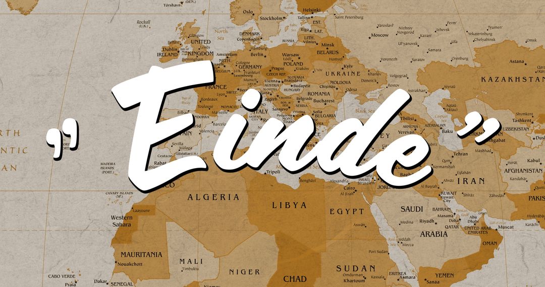 World Map with Einde Text Highlighting Ending Concept