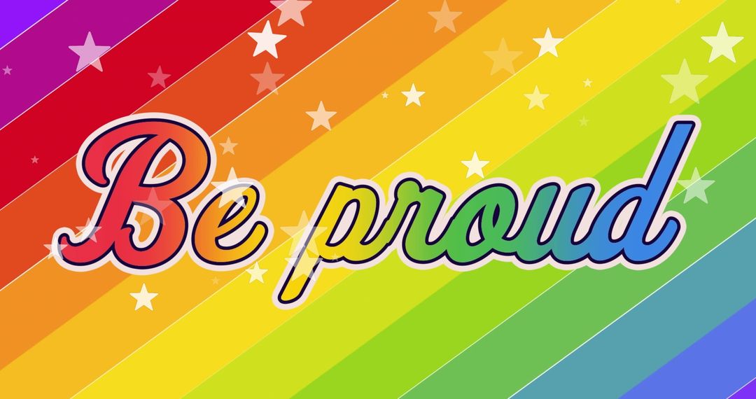 Be Proud Text With Rainbow Background Celebrating LGBTQ Pride - Free Images, Stock Photos and Pictures on Pikwizard.com