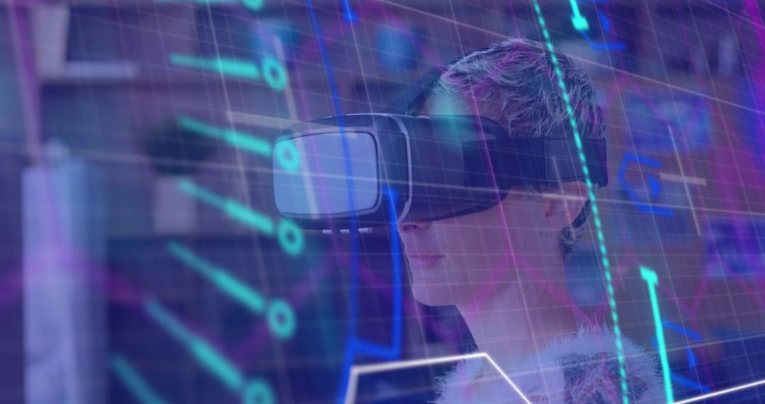 Futuristic Virtual Reality Experience with VR Headset Interface