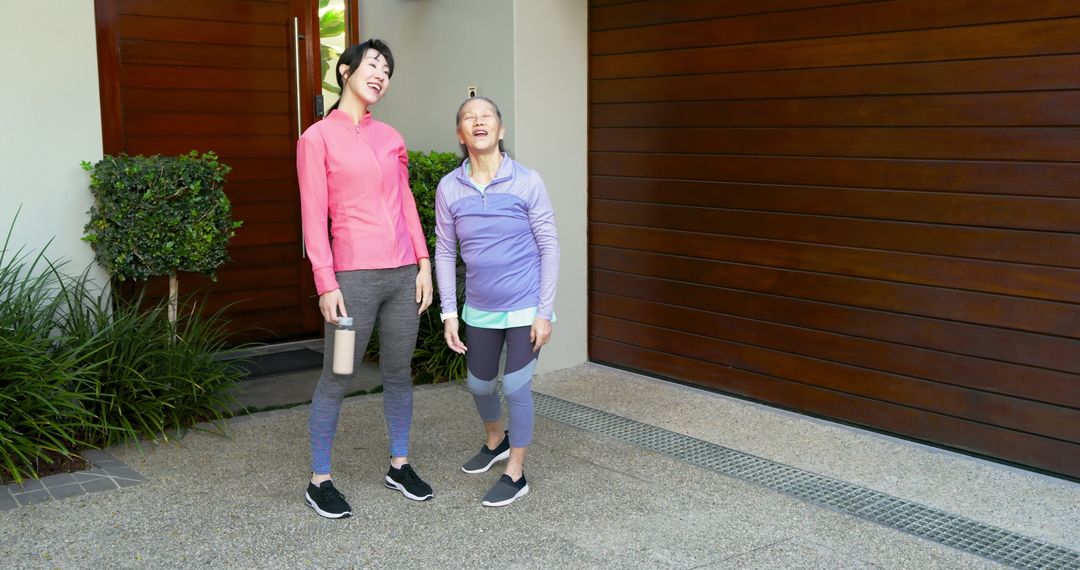 Mother and Daughter Enjoying Outdoor Exercise Session