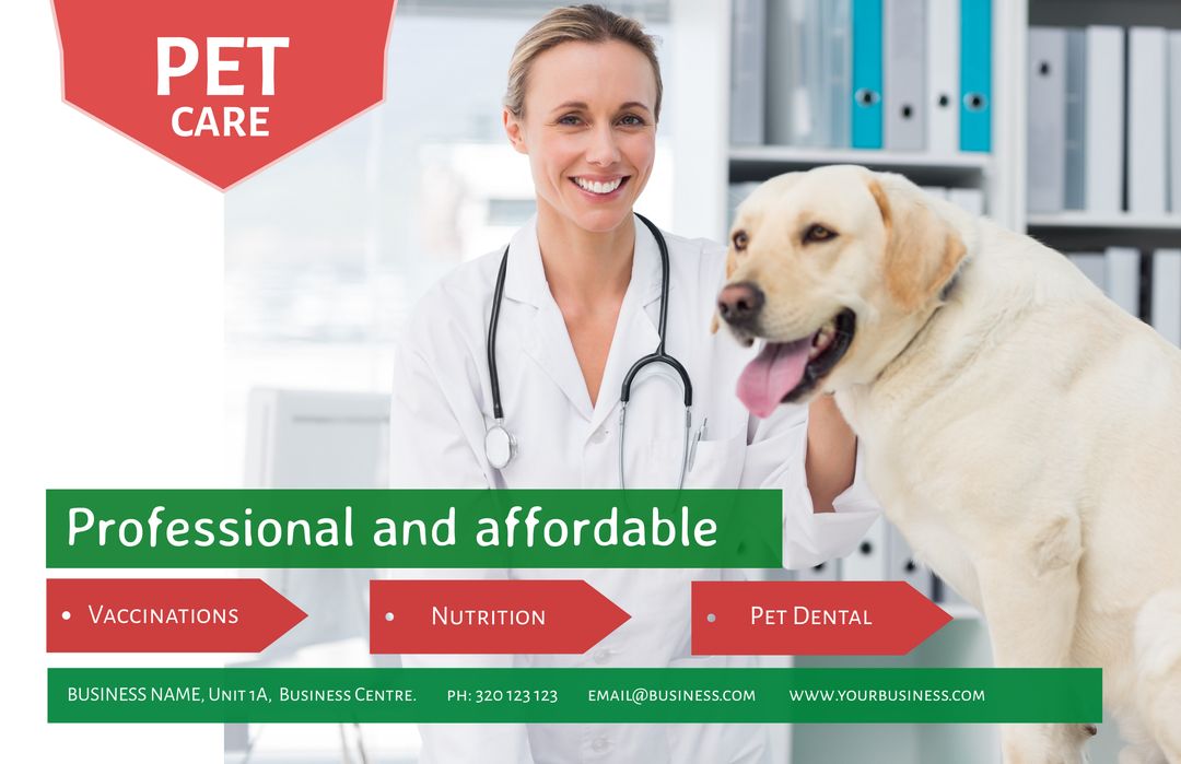 Professional Vet Care Services with Smiling Veterinarian and Dog - Download Free Stock Templates Pikwizard.com