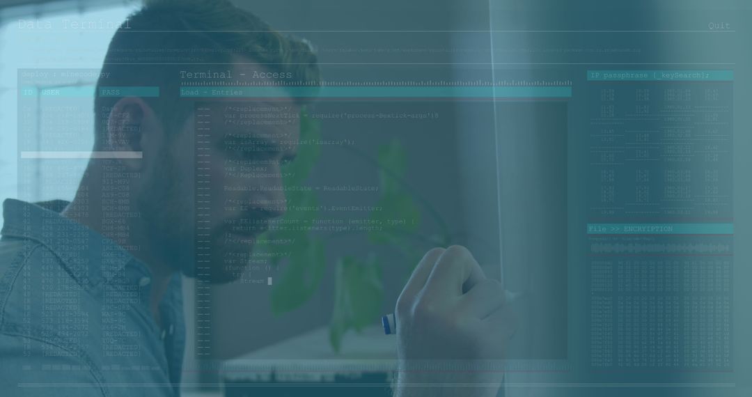 Programmer Engaged in Code Development with Digital Data Overlay - Free Images, Stock Photos and Pictures on Pikwizard.com
