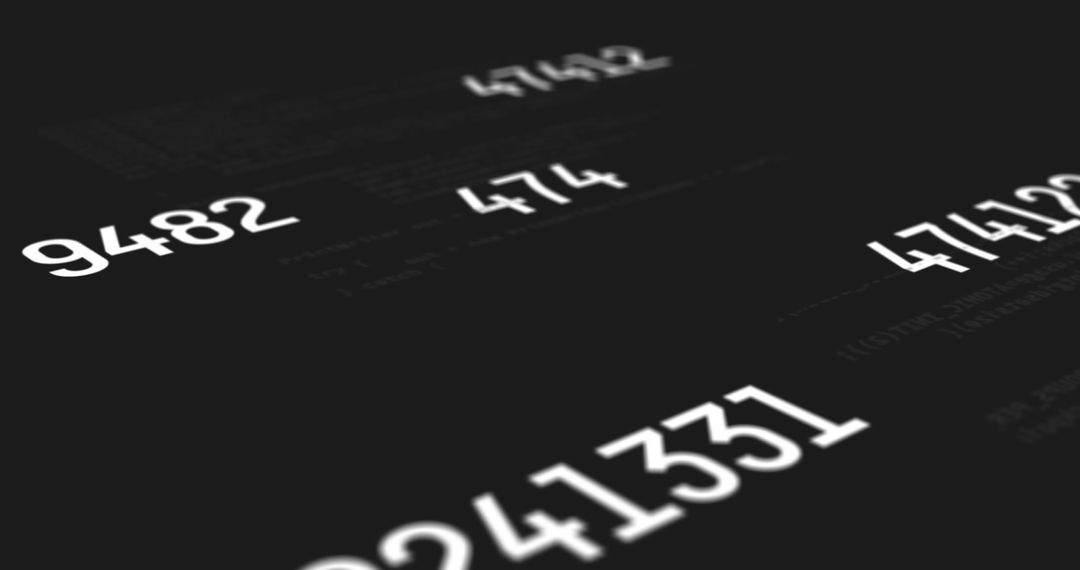 Abstract Digital Numbers on Black Background