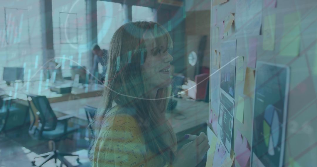 Caucasian Professionals Strategizing with Data Overlay