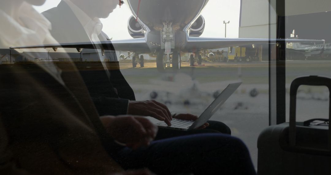 Busy Professionals at Airport Lounge Working During Layover