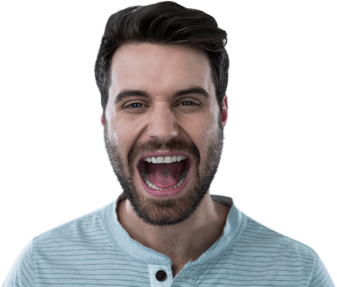 Young Man Screaming Transparent Background