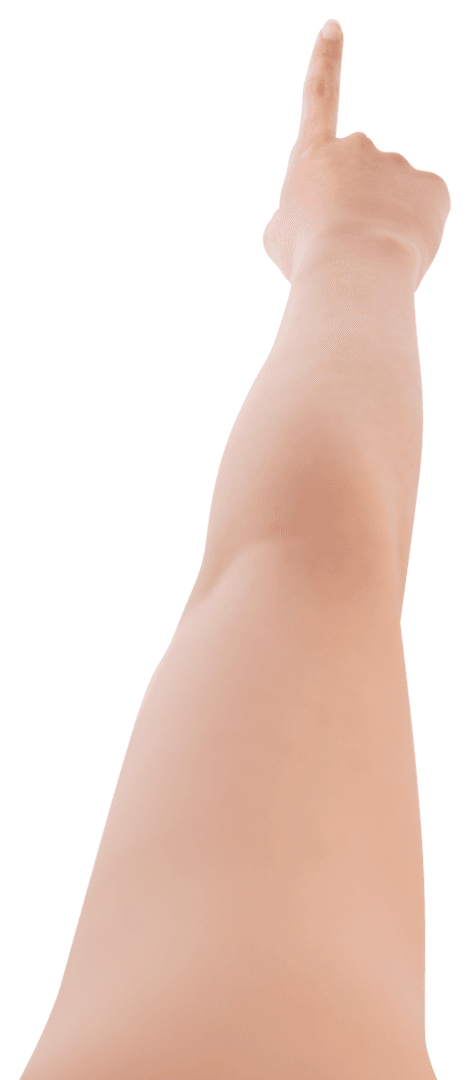 Human Arm Pointing Finger on Transparent Background